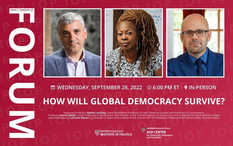 Poster for 'How Will Global Democracy Survive?' event