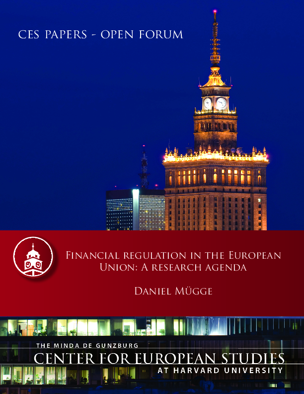 Financial regulation in the European Union: A research agenda